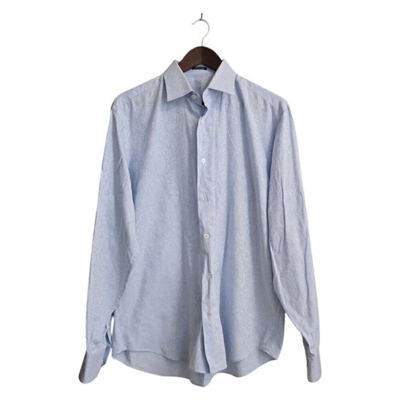 Bugatchi Julian Paisley Light Blue Classic Fit Casual Button Down Shirt Sz L - Picture 1 of 11